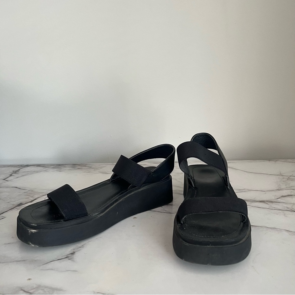Black Platform Stappy Sandals Womens Size 8.5